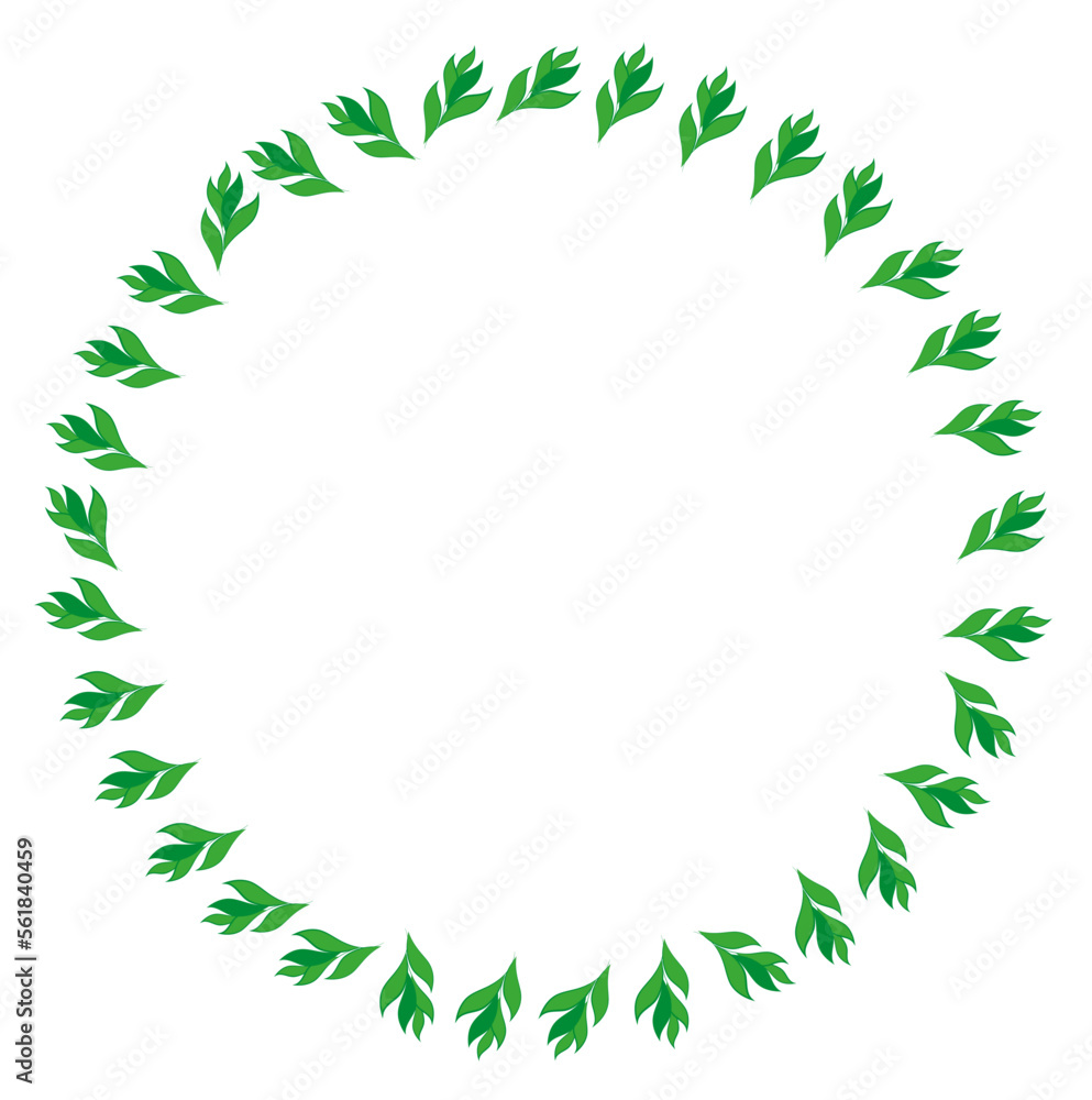 green leaves circle frame outline vector spring illustration green leaves circle frame outline vector spring illustration
