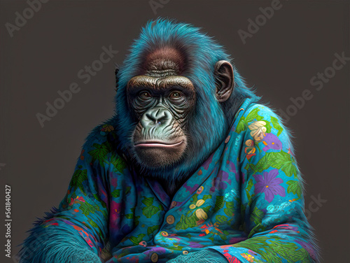 Gorilla im Schlafanzug, ai generated