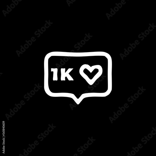 1k celebrate follower icon  isolated on black background.