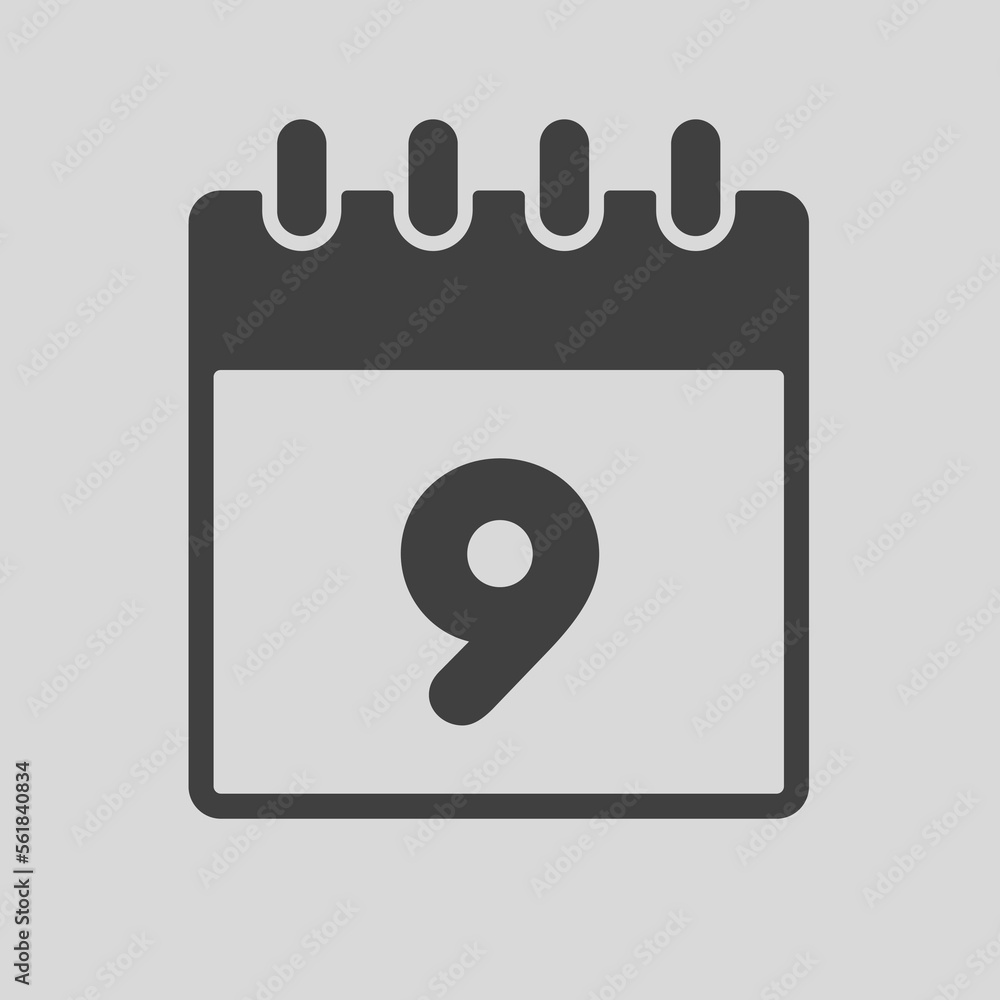 Icon page calendar day - number 9 Icon page calendar day - number 9