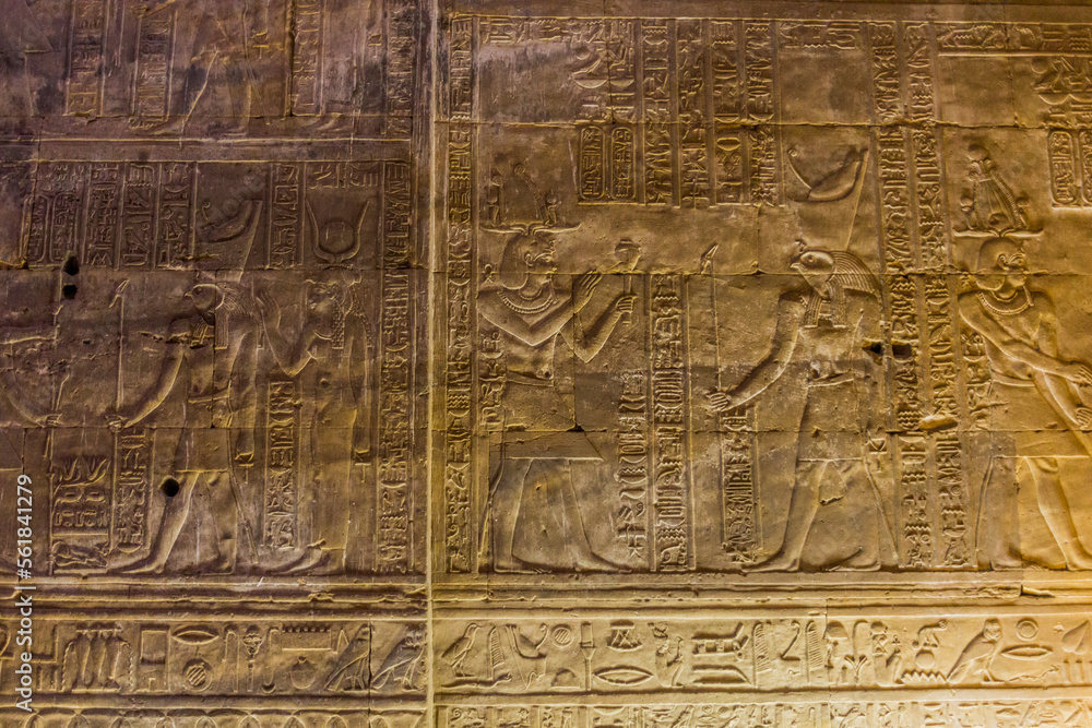 Wall of the temple of Horus in Edfu, Egypt
