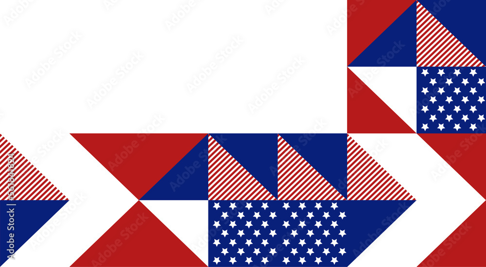Abstract pattern, background of geometric shapes with space for text. USA colors. Happy President's Day. Template for background, invitations, greetings, web. Abstract pattern, background of geometric shapes with space for text. USA colors. Happy President's Day. Template for background, invitations, greetings, web.