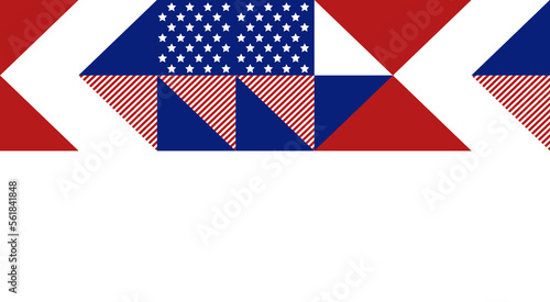 Abstract pattern, background of geometric shapes with space for text. USA colors. Happy President's Day. Template for background, invitations, greetings, web.