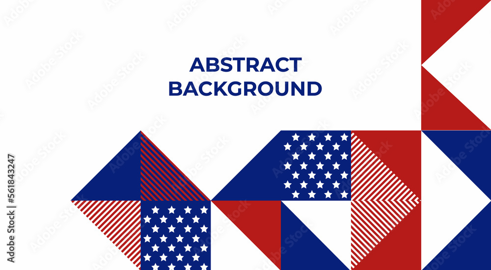 Abstract pattern, background of geometric shapes with space for text. USA colors. Happy President's Day. Template for background, invitations, greetings, web. Abstract pattern, background of geometric shapes with space for text. USA colors. Happy President's Day. Template for background, invitations, greetings, web.