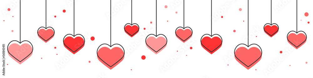 hearts on a white background. happy valentines day with pink hearts for cards, websites, greetings, posters	
