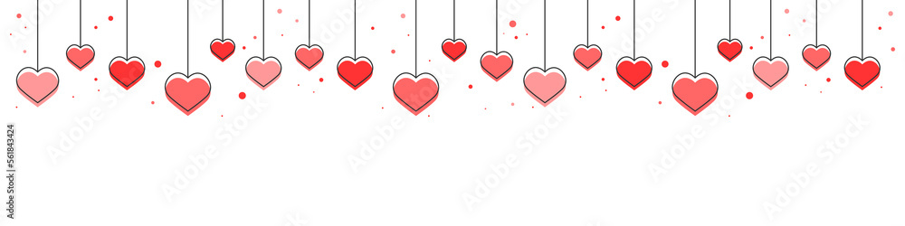 hearts on a white background. happy valentines day with pink hearts for cards, websites, greetings, posters