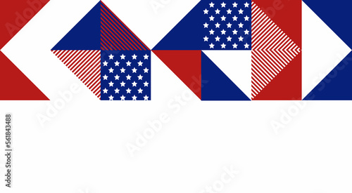 Abstract pattern, background of geometric shapes with space for text. USA colors. Happy President's Day. Template for background, invitations, greetings, web.