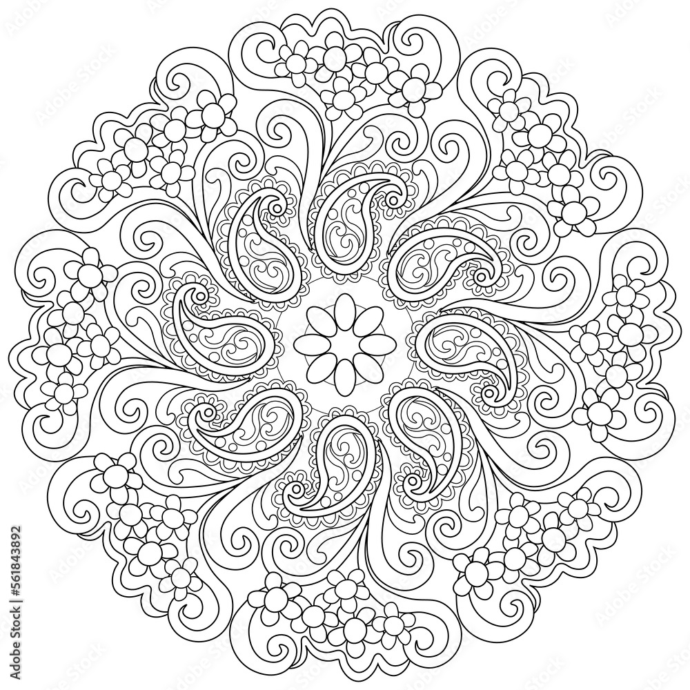 Colouring page-165, vector, hand drawn. Mandala 141, ethnic, swirl pattern, object isolated on white background. Colouring page-165, vector, hand drawn. Mandala 141, ethnic, swirl pattern, object isolated on white background.
