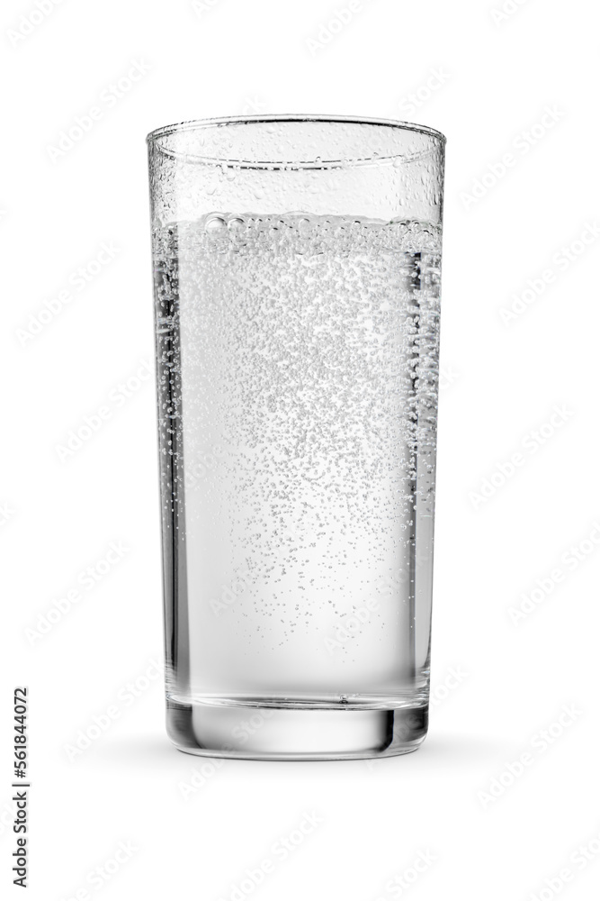 Glass of sparkling water isolated white. - obrazy, fototapety, plakaty 