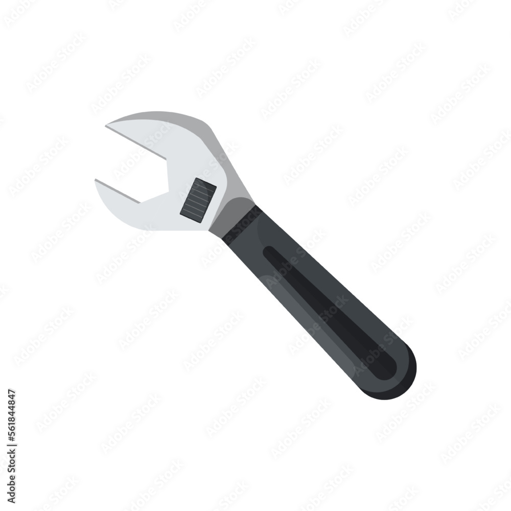 Service work adjustable wrench on isolated background, Vector illustration. Service work adjustable wrench on isolated background, Vector illustration.