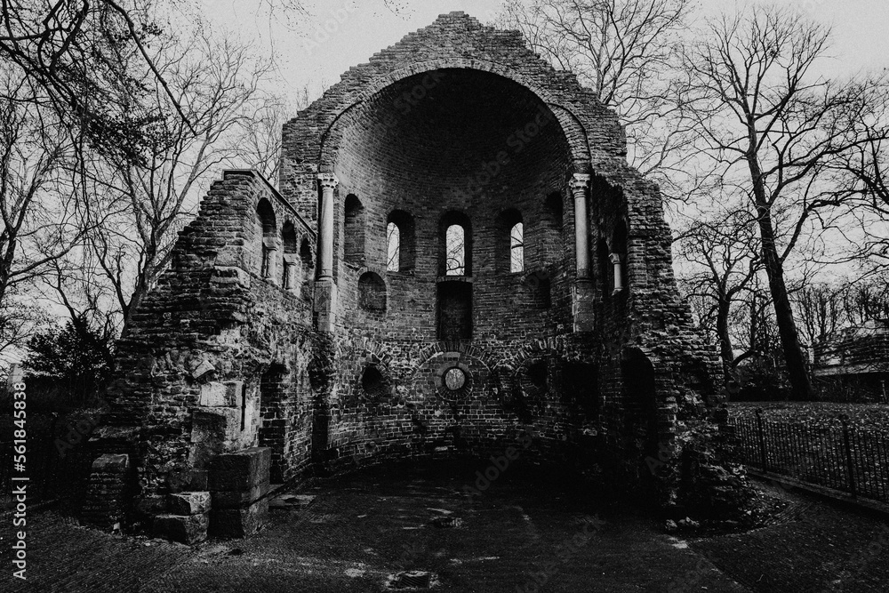 Netherlands - Barbarossaruine Nijmegen in black and white Netherlands - Barbarossaruine Nijmegen in black and white