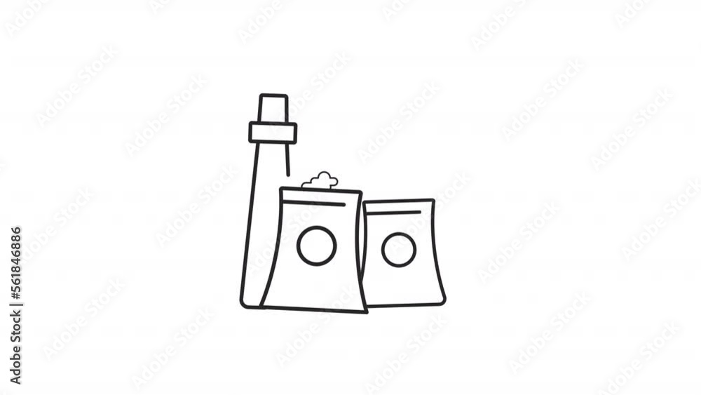 Animated industry linear icon. Air pollution. Greenhouse gas. Carbon footprint. Seamless loop HD video with alpha channel on transparent background. Outline motion graphic animation Animated industry linear icon. Air pollution. Greenhouse gas. Carbon footprint. Seamless loop HD video with alpha channel on transparent background. Outline motion graphic animation