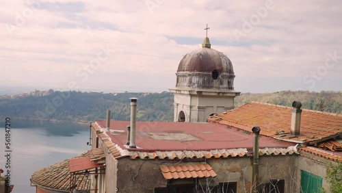 Ancient volcanic Nemi lake surrounded with small medieval provinces with amazing architectural features of ancient times, famous landmark and sightseeing concept photo