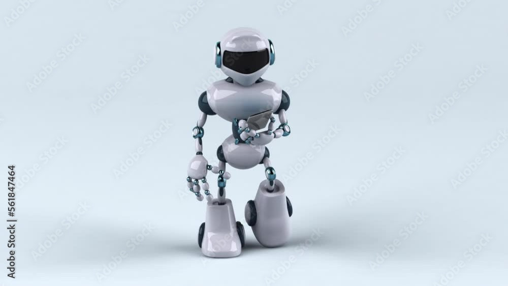 Fun 3D robot walking and using a smartphone Fun 3D robot walking and using a smartphone