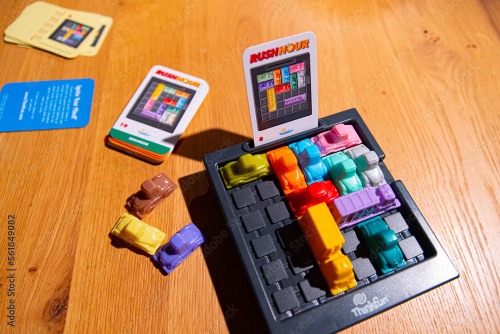 Rush Hour, a sliding block logic game, you have to battle the gridlock