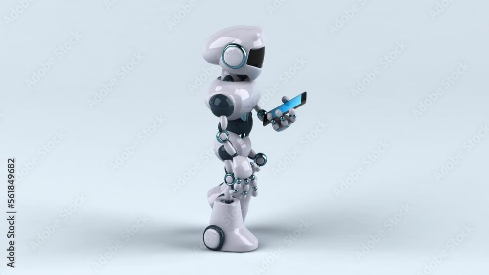 Fun 3D robot walking and using a smartphone Fun 3D robot walking and using a smartphone