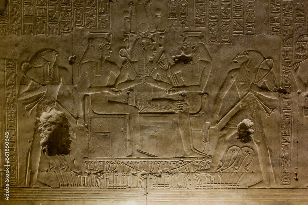 Wall decorations of the Temple of Seti I (Great Temple of Abydos), Egypt