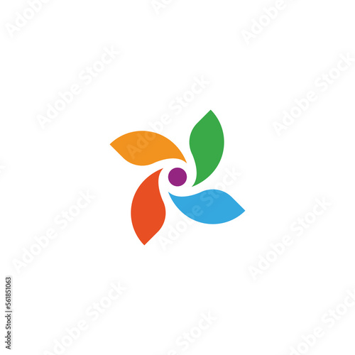 Colorful 4 bladed propeller symbol. Vector
