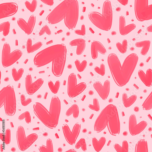Cute sweet pink hearts as girly lovely pretty romantic seamless pattern background backdrop wallpaper, illustration of love for Valentine's Day