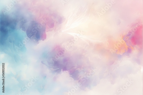  a painting of a sky with clouds and a white bird flying in the sky with a blue sky in the background and a white bird in the foreground with a pink and blue sky. generative ai