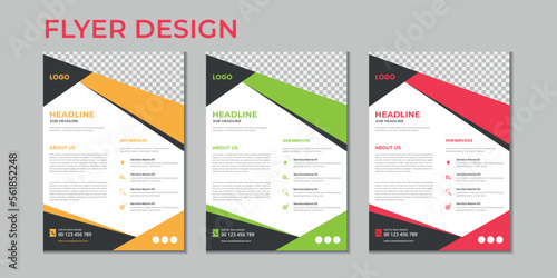 Business flyer, cover layout, annual report, presentation, brochure, poster, flyer in A4 with colorful geometric shapes, gradient color with mockup and background