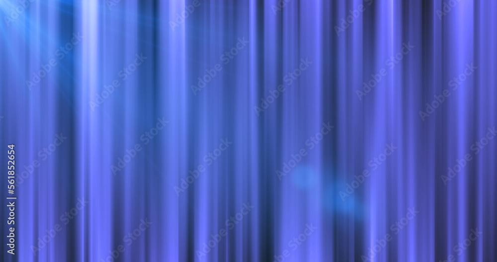 Abstract background, fabric curtain in the theater from vertical blue iridescent sticks of lines of stripes of bright shiny luminous beautiful