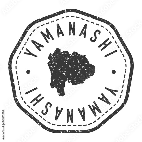 Yamanashi, Japan Map Stamp Retro Postmark. Silhouette Postal Passport. Seal Round Vector Icon. Badge Vintage Postage Design. photo