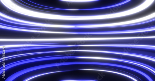 Blue luminous lines raised from magical energy lines and stripes on a black background. Abstract background