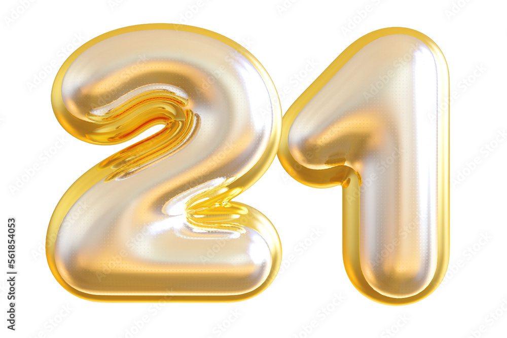 3d gold modern number 21 with generative AI 3d gold modern number 21 with generative AI