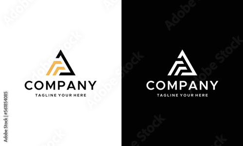 initial letter AF TRIANGLE logo simple and modern vector design, on a black and white background.
