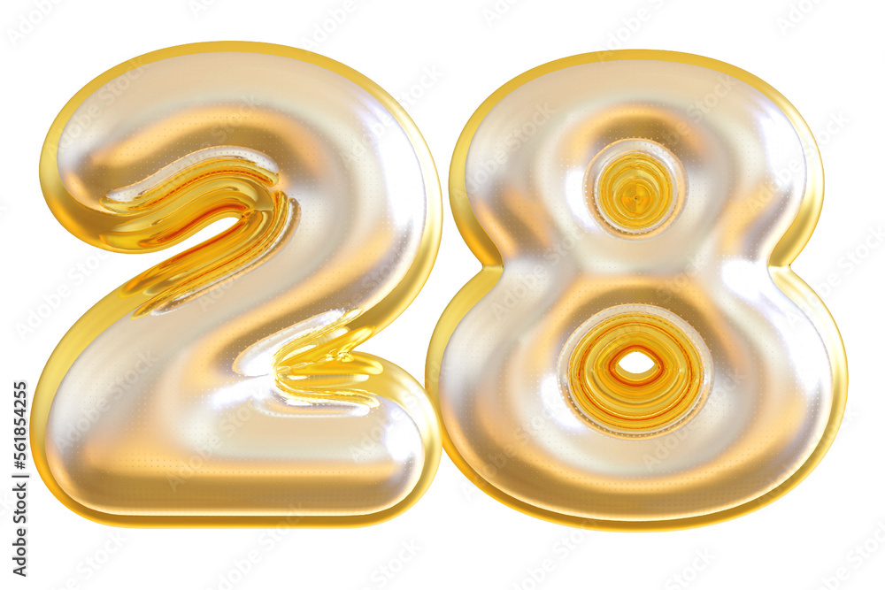 3d gold modern number 28 with generative AI 3d gold modern number 28 with generative AI