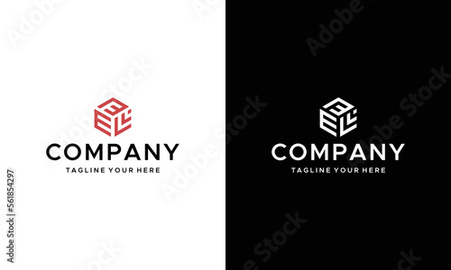 creative hexagon EFL Initial clever logo vector template. on a black and white background.