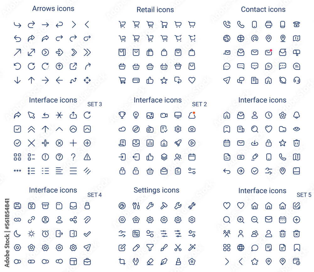 Simple small line icons set. Rounded mini vector icons. Pixel perfect. Editable stroke. - obrazy, fototapety, plakaty 