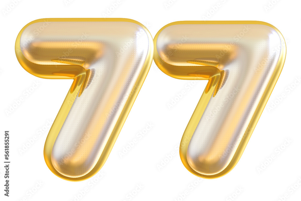 3d gold modern number 77 with generative AI 3d gold modern number 77 with generative AI