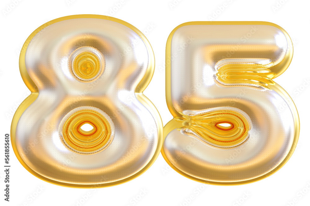 3d gold modern number 85 with generative AI 3d gold modern number 85 with generative AI