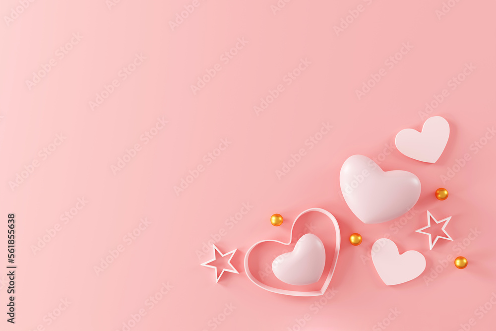 Happy valentines day background. Abstract background minimal style for branding product presentation on Valentines day. template greeting card design. 3D illustration