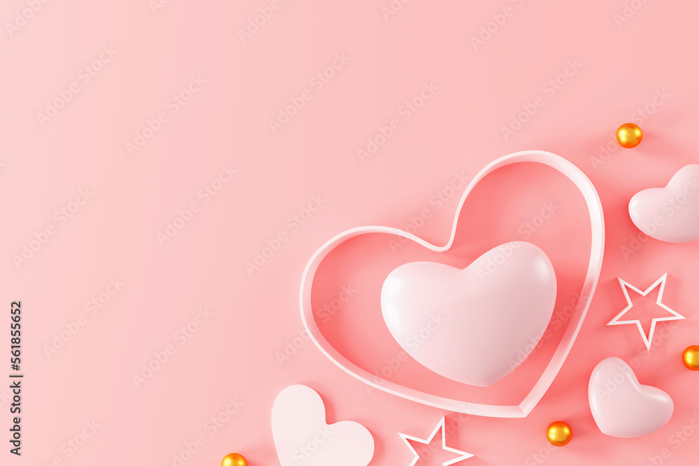 Happy valentines day background. Abstract background minimal style for branding product presentation on Valentines day. template greeting card design. 3D illustration