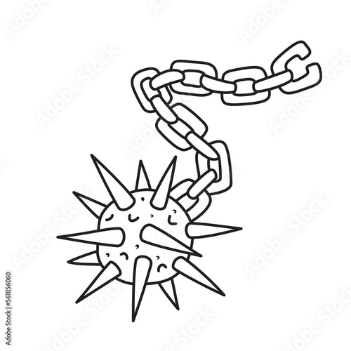 Vector illustration of a morning star (weapon). Thin line icon for design, cover etc.