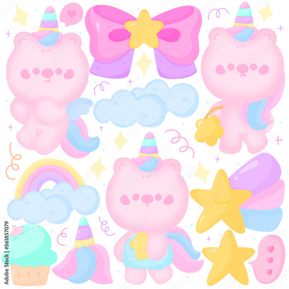 pink bear unicorn and sky pink bear unicorn and sky