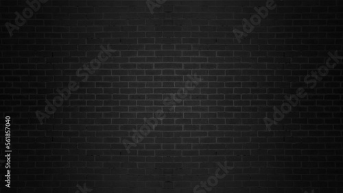 Black brick wall background with light shadow. Black brick wall texture brick surface background wallpaper