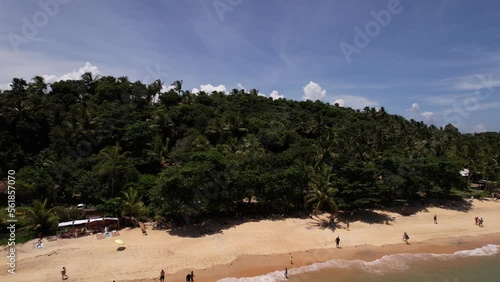 Linda vista aérea da Praia do Espelho, em Trancoso, no Sul da Bahia. Uma das mais belas praias do Brasil.