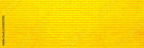 Yellow brick wall for background. Minimal idea concept, wide panorama of masonry. Vector illustrator
