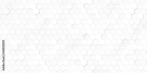 Decorative wall of the honeycomb. Hexagonal structure futuristic white background