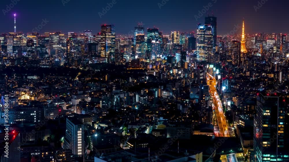 Aerial view Time-lapse of Shibuya, Tokyo, Japan at night Aerial view Time-lapse of Shibuya, Tokyo, Japan at night