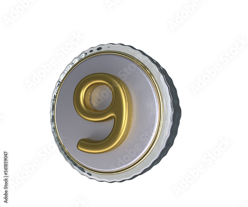 Realistic Lapel Pin with number 9