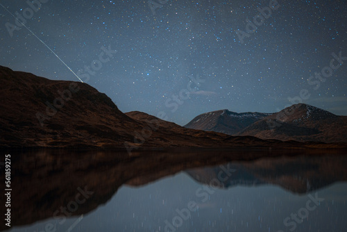 Night sky reflection in the lake
