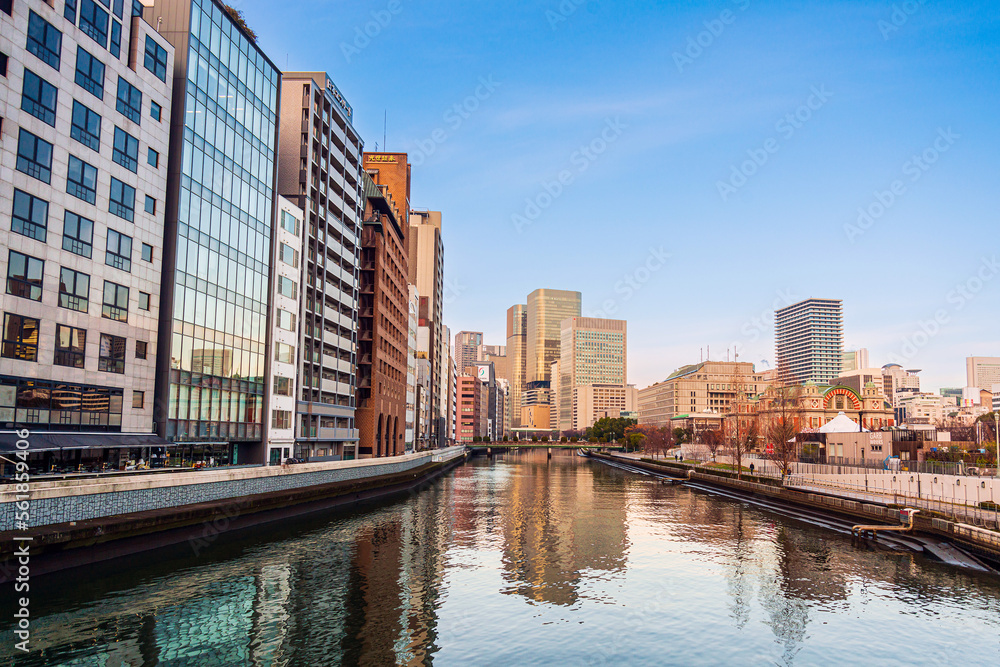 OSAKA, JAPAN - January 14, 2020: Street view of downtown  Osaka, Japan