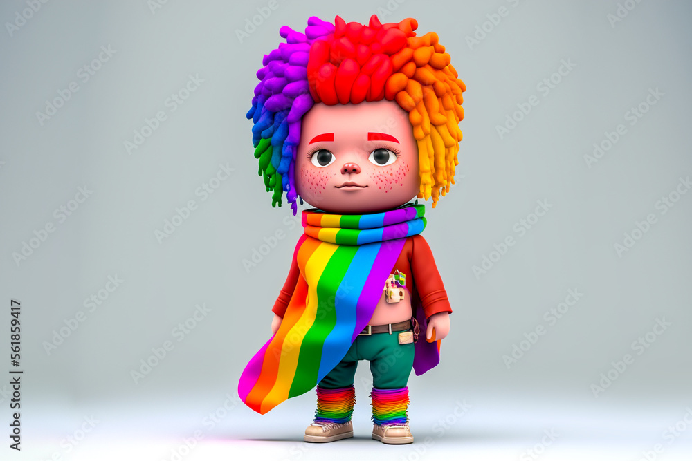 cute LGBTQ+ character on clear background, AI generate