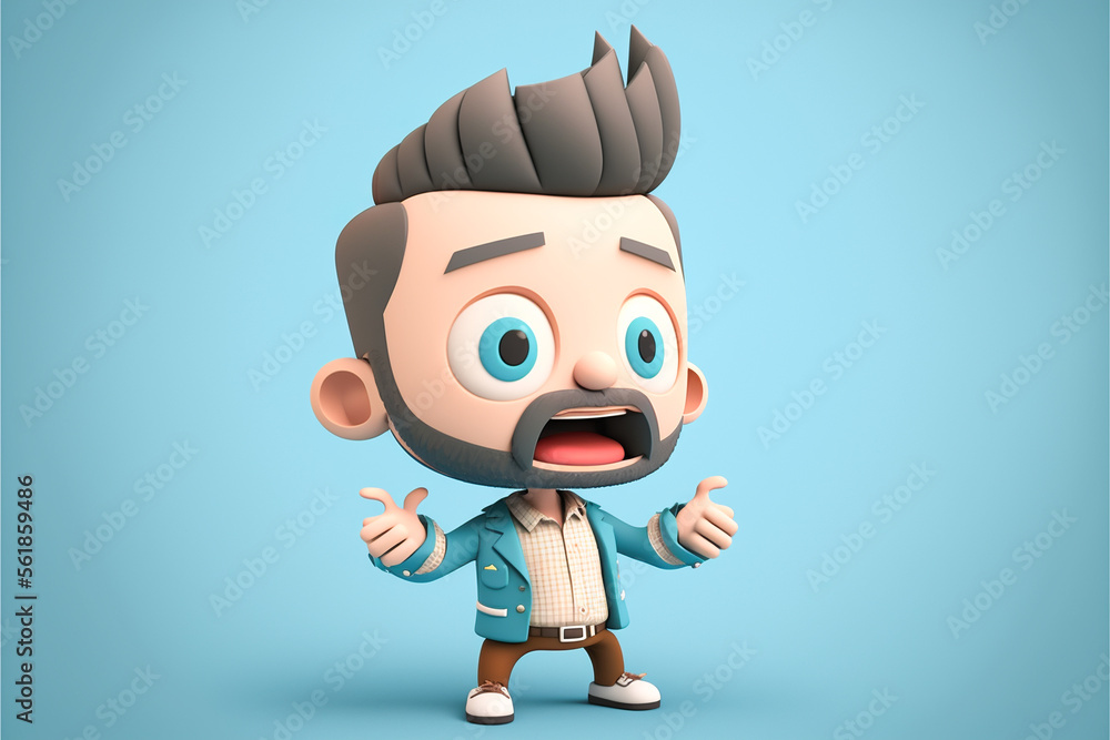cute business man expression emotion character, AI generate