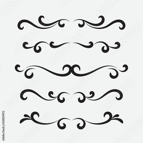 Calligraphic ornament set. Vintage Decorations. Vector isolated illustration.